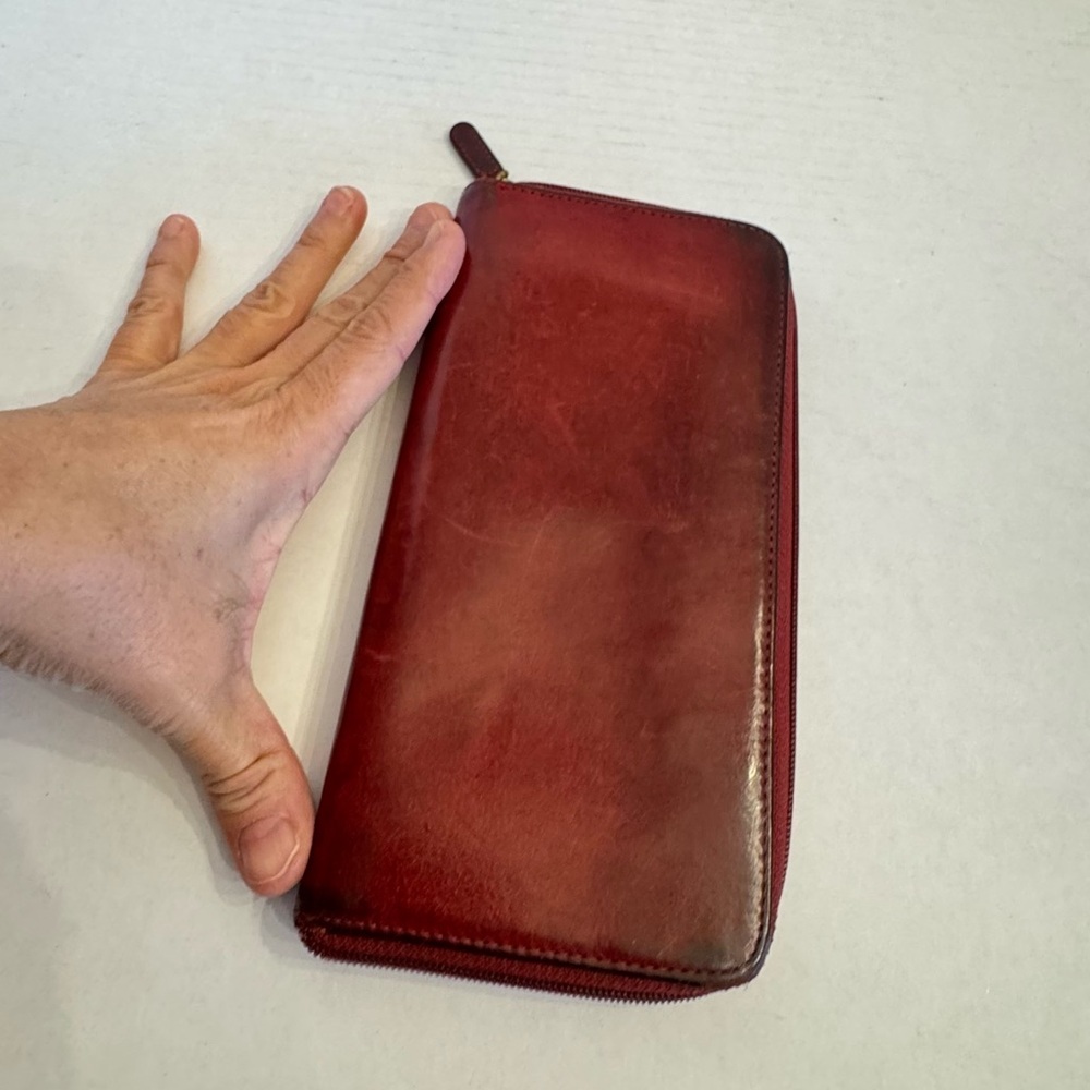 Vintage Coach Wallet Burgundy Leather Card Bill Coin Zip Around Accordion VTG - Picture 8 of 16